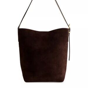 madewell dark brown suede bucket bag